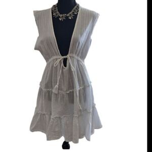 Cotton Ruffled Tie Waist Dress